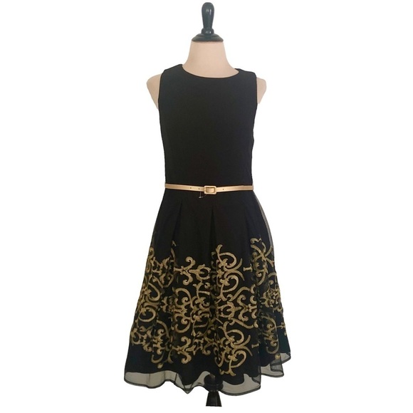 R&K Dresses & Skirts - R&K Black Dress with Gold Embroidery